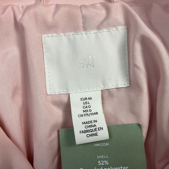 NWT H&M Double Breasted Belted Trench Coat Jacket Womens Large Light Pink Classy - Picture 3 of 9